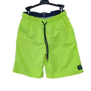 Spicy‎ Tuna Bright Neon Yellow Swim Trunks Mens Small Mesh Lined Drawstring